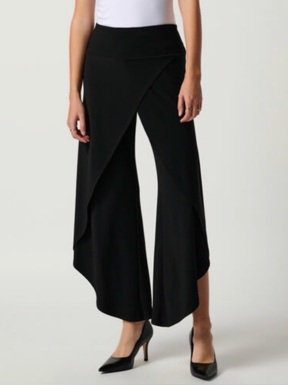 Joseph Rinkoff Black Draped Wide-Leg Palazzo Pants